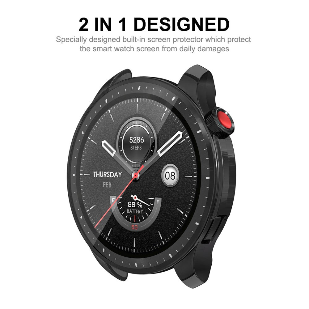 Rigtigt Fed Amazfit GTR 4 Cover med Skærmbeskytter i Silikone - Sort#serie_1