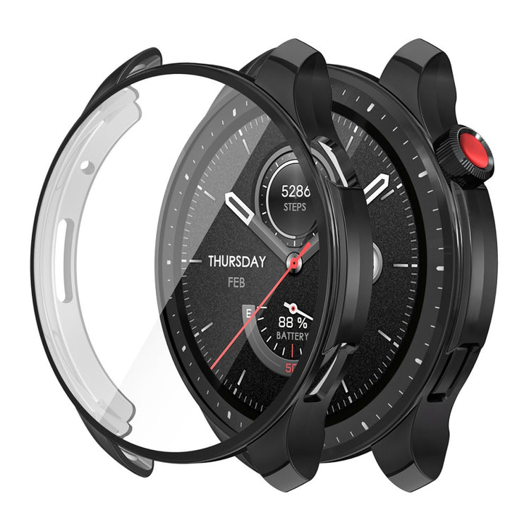 Rigtigt Fed Amazfit GTR 4 Cover med Skærmbeskytter i Silikone - Sort#serie_1