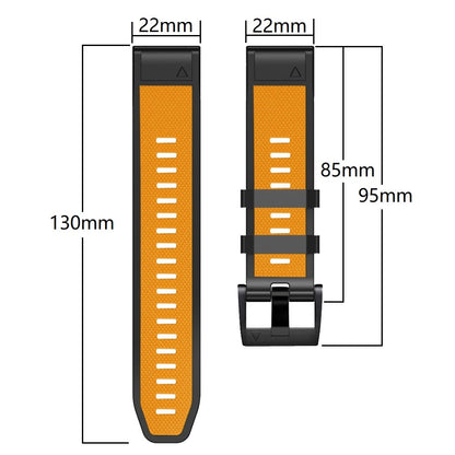 22mm dual-color lozenge style silicone strap for Amazfit / Garmin / Coros watch - Yellow+Black#serie_6