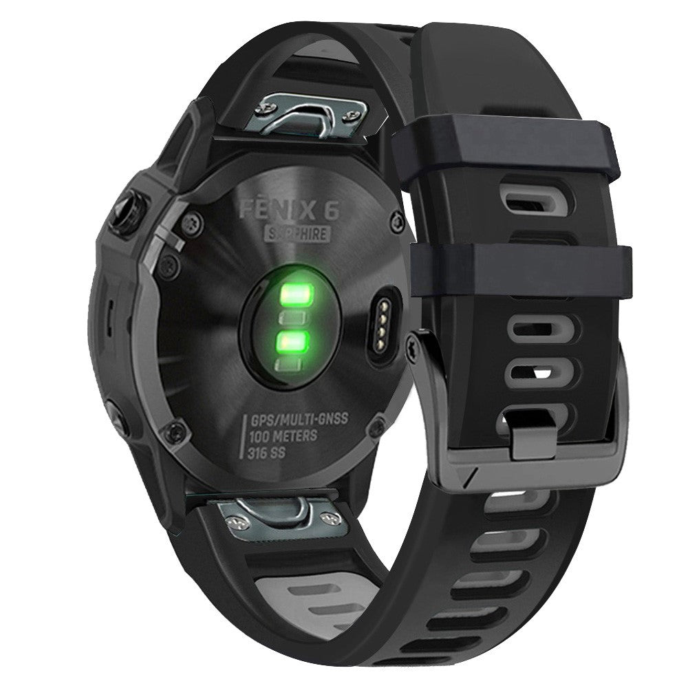 22mm dual-color silicone strap for Amazfit / Garmin / Coros watch - Black+Grey#serie_5