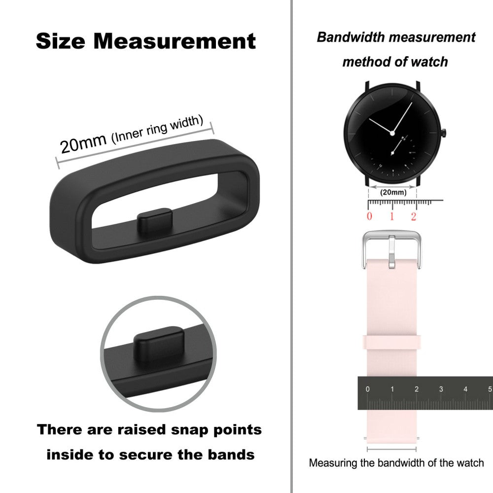 20mm Universal silicone strap loop - Black - Sølv#serie_7