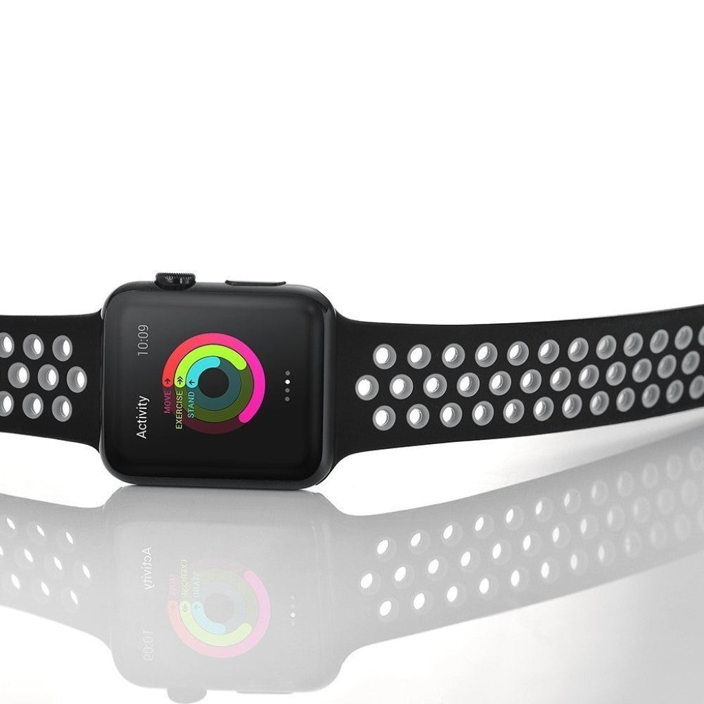 Super skøn Apple Watch Series 1-3 38mm Silikone Rem - Sølv#serie_3