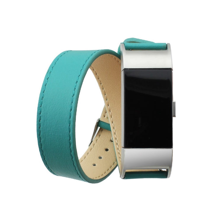 Super holdbart Fitbit Charge 2 Ægte læder Rem - Grøn#serie_1