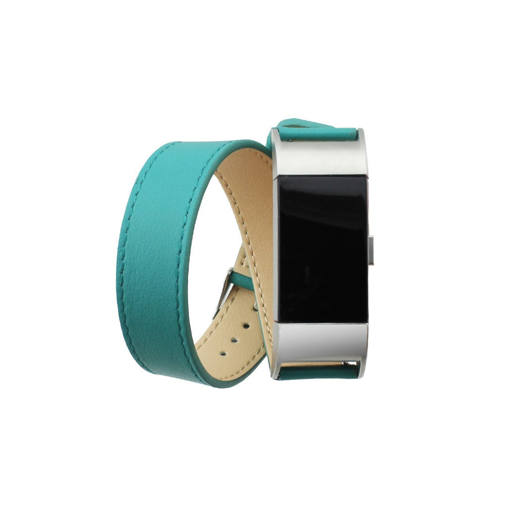 Super holdbart Fitbit Charge 2 Ægte læder Rem - Grøn#serie_1