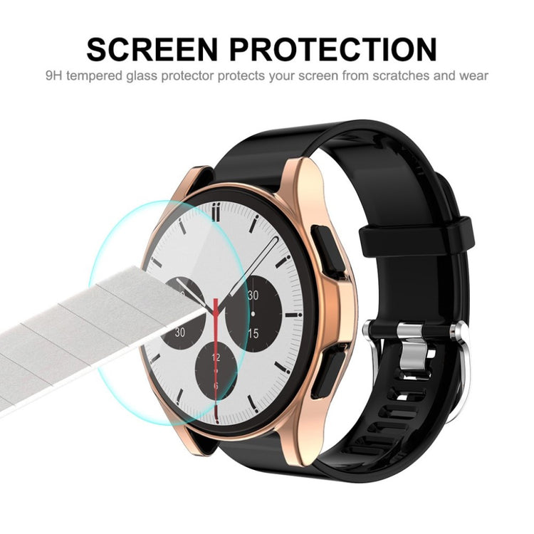 Meget Fed Samsung Galaxy Watch 4 Classic (42mm) Cover med Skærmbeskytter i Silikone og Hærdet Glas - Sølv#serie_1