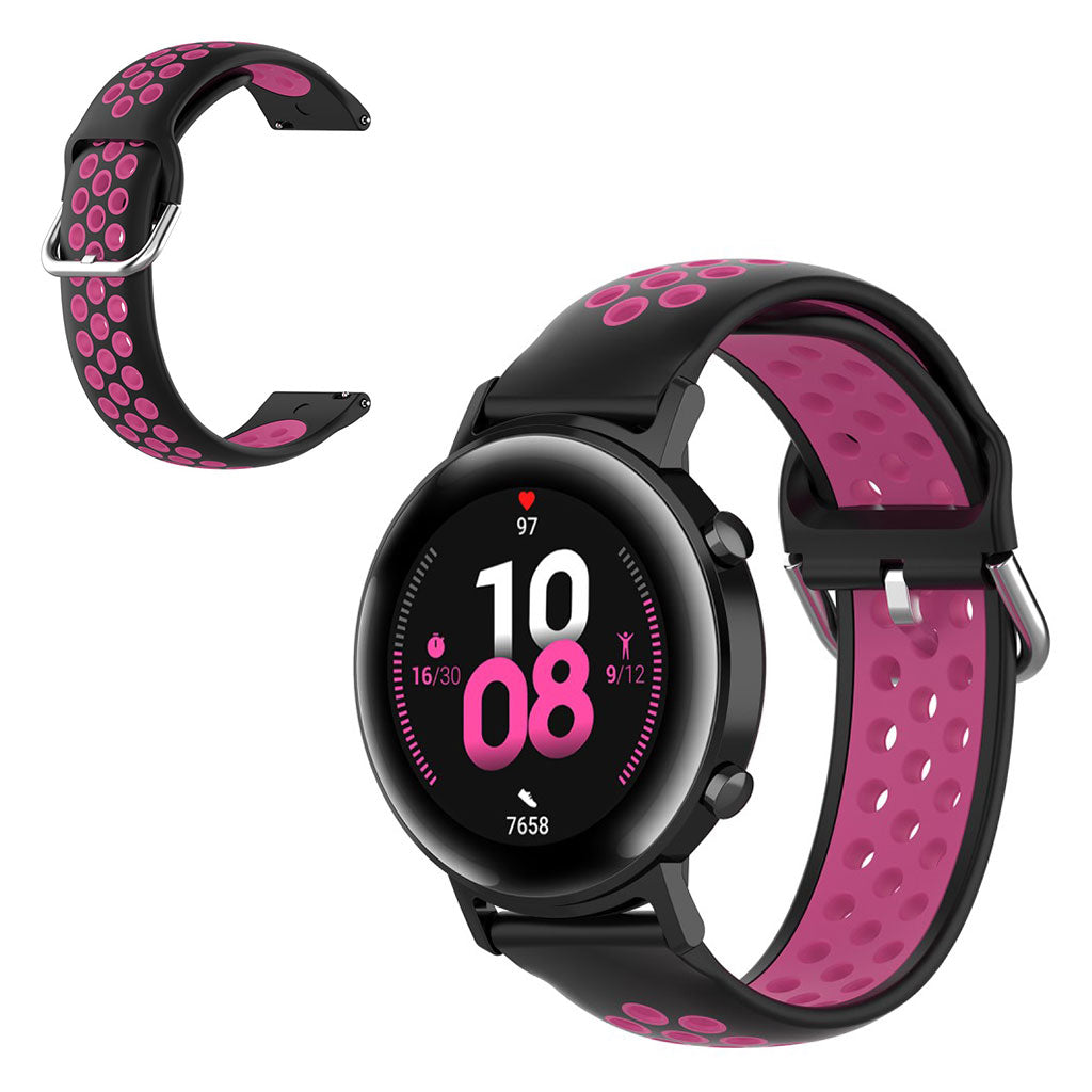 20mm Universal bi-color silicone watch strap - Black / Rose#serie_8