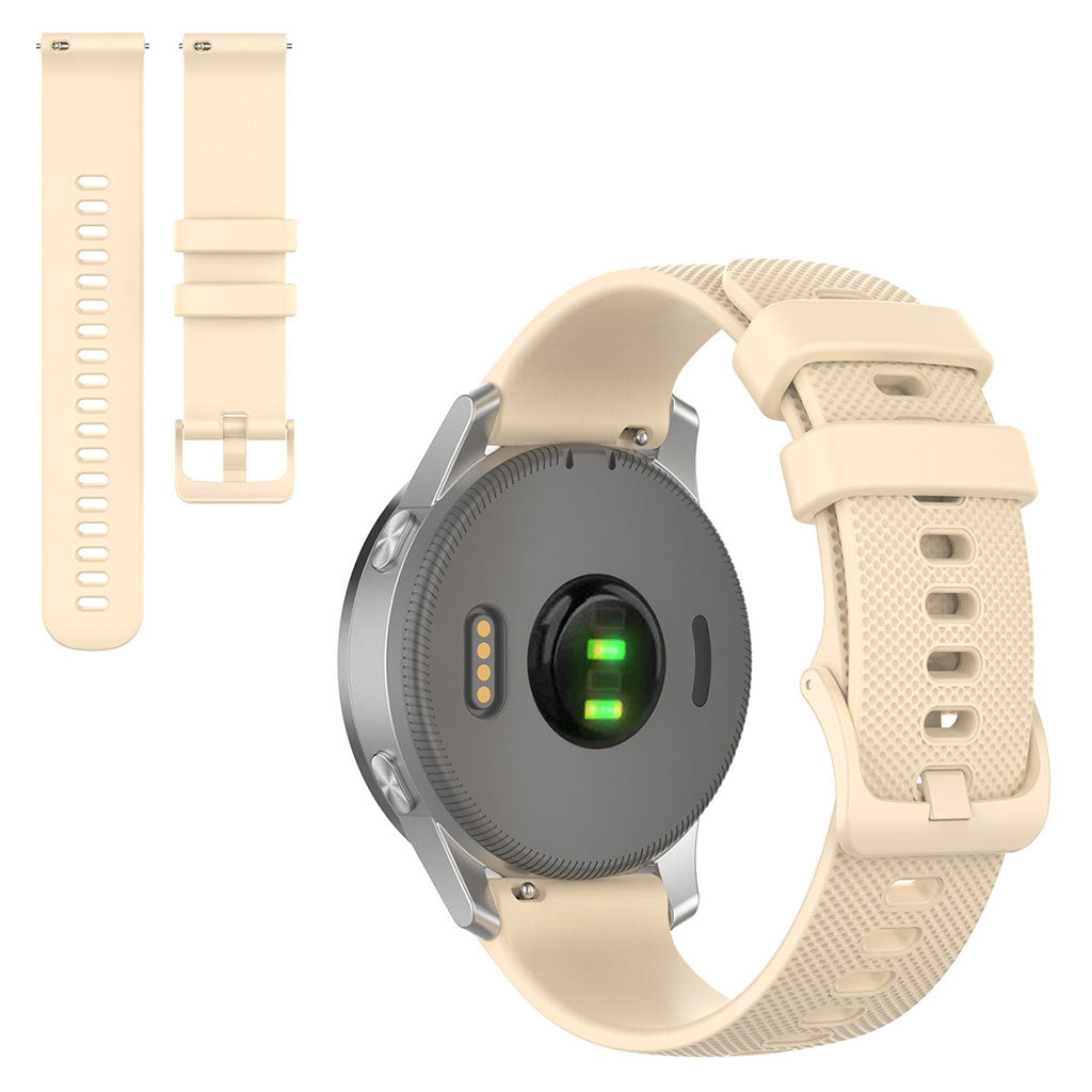 22mm Universal grid texture silicone watch strap - Beige#serie_6