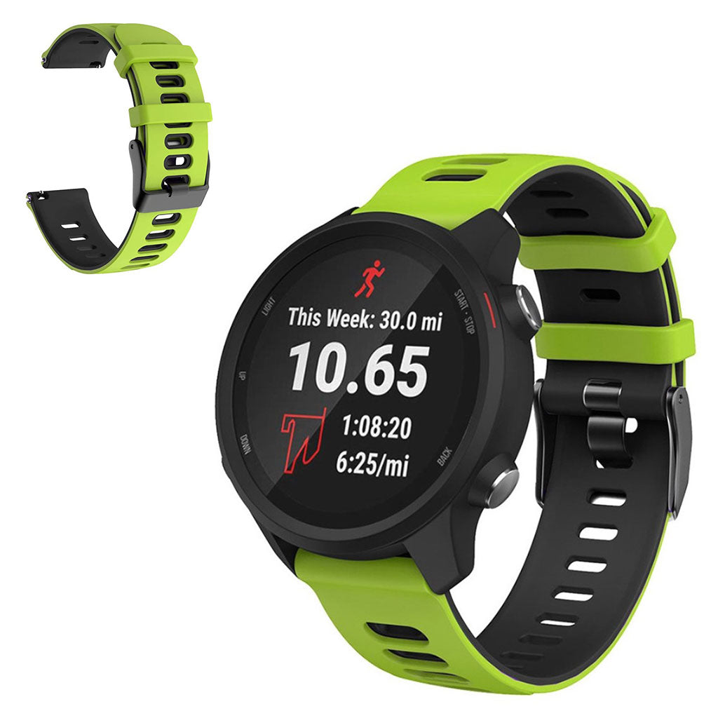 20mm Universal dual color sporty silicone watch strap - Green / Black#serie_7