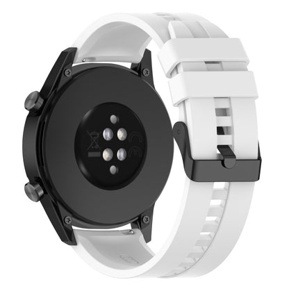 20mm Universal silicone watch strap - Black Steel Buckle / White#serie_14