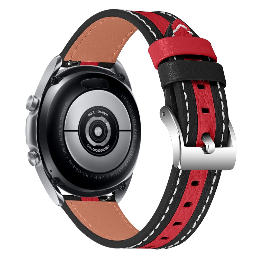 20mm Universal color splicing genuine leather watch strap - Black / Red#serie_2