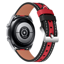 20mm Universal color splicing genuine leather watch strap - Black / Red#serie_2