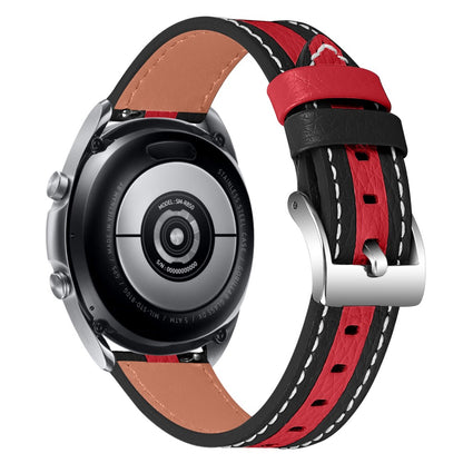 20mm Universal color splicing genuine leather watch strap - Black / Red#serie_2