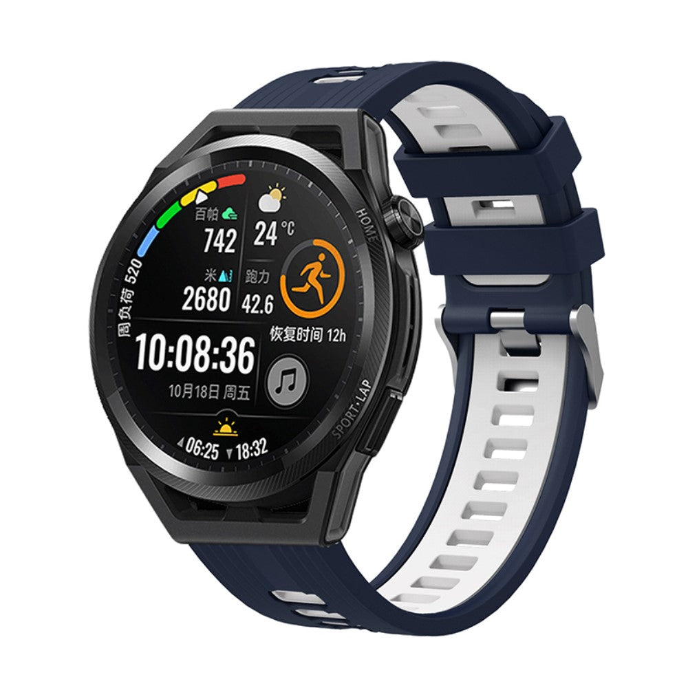 22mm Universal dual color silicone watch strap - Blue / White#serie_12