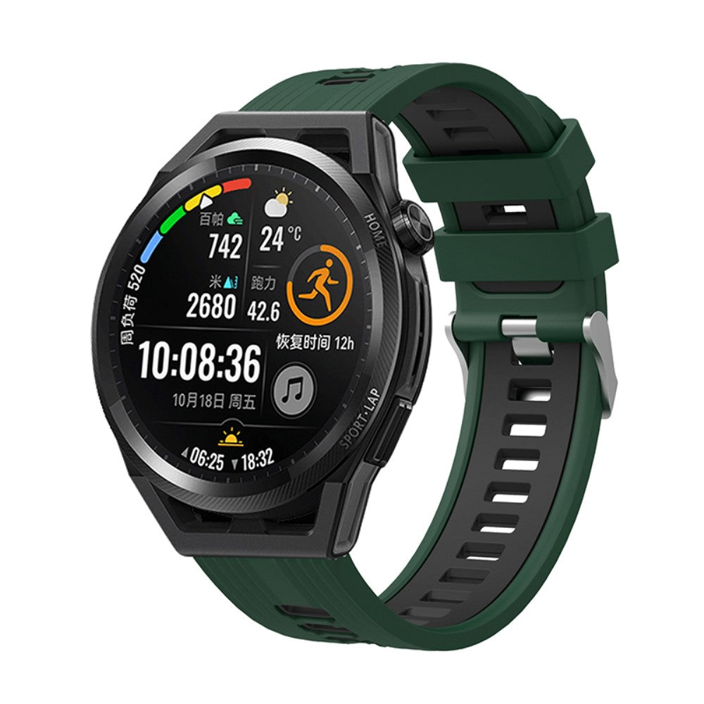 22mm Universal dual color silicone watch strap - Blackish Green / Black#serie_13
