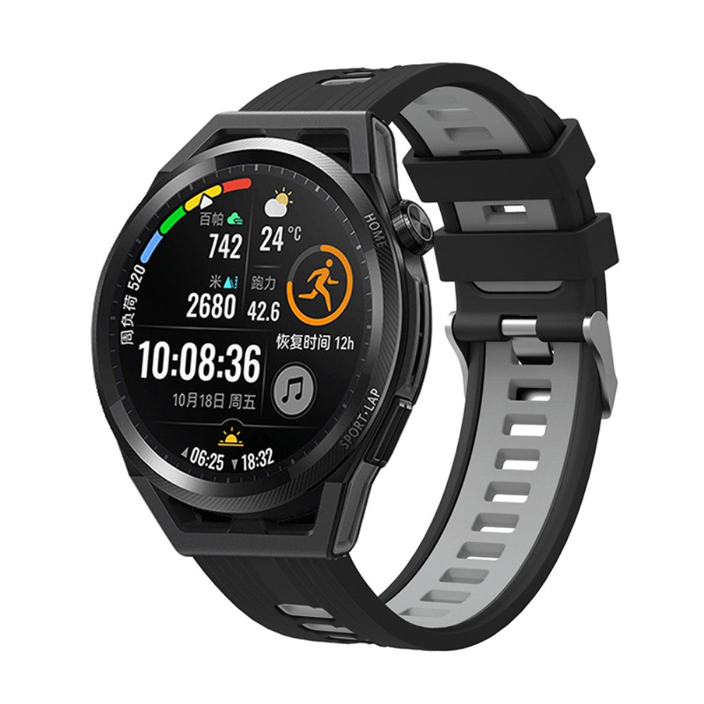 22mm Universal dual color silicone watch strap - Black / Grey#serie_6