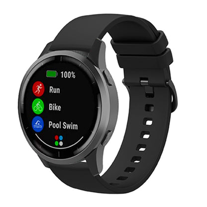 22mm Universal solid color silicone watch strap - Black#serie_7