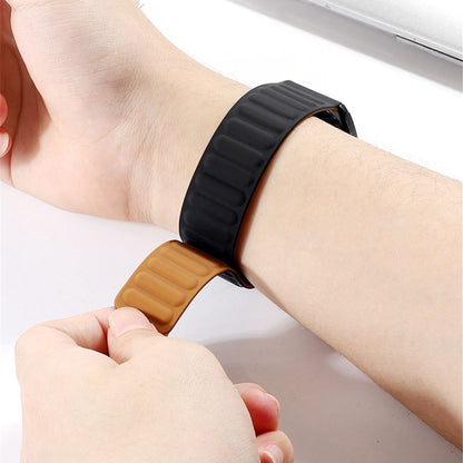 22mm Universal silicone magnetic lock watch strap - Light Yellow#serie_5