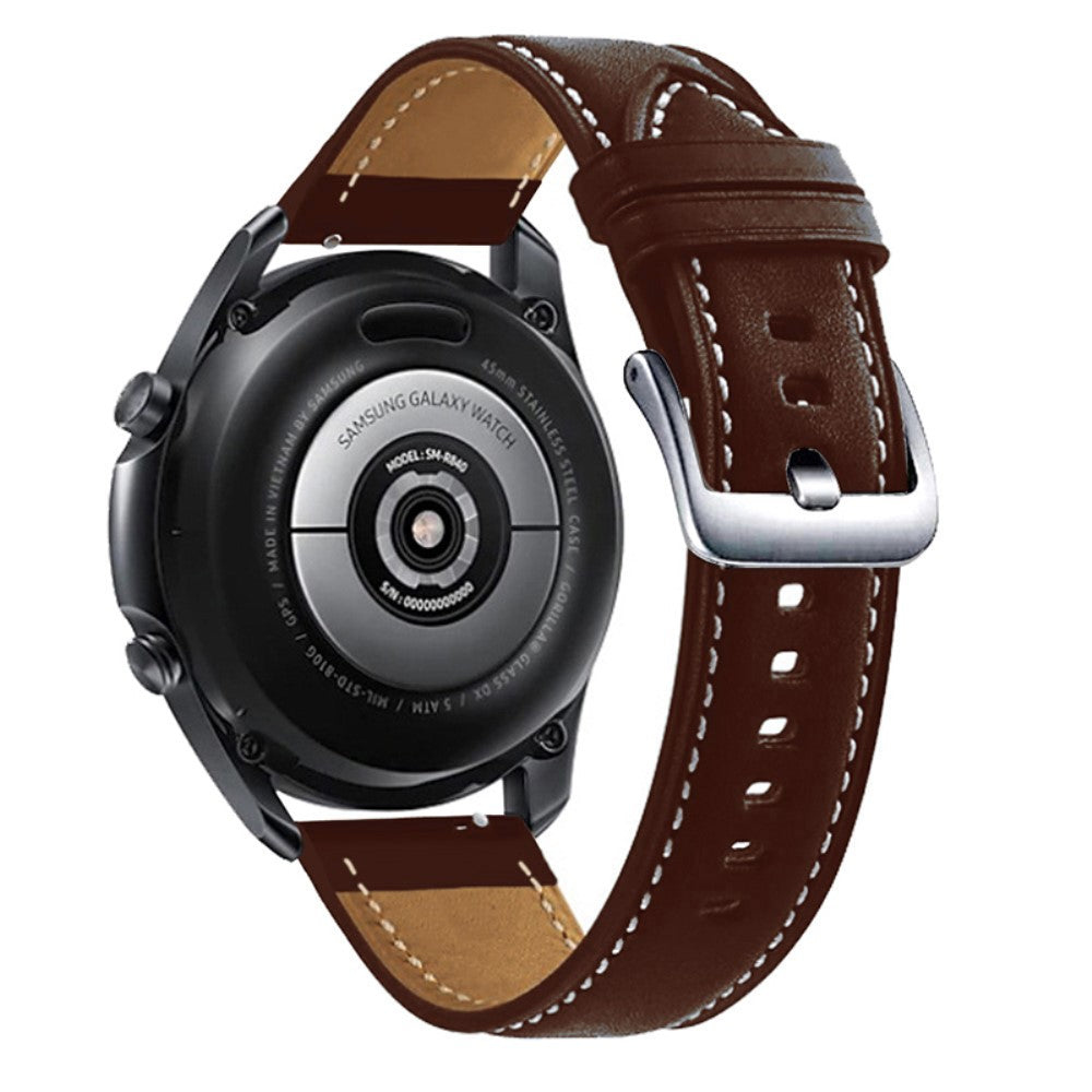 20mm Universal genuine leather watch strap with silver buckle - Coffee#serie_3