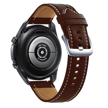 20mm Universal genuine leather watch strap with silver buckle - Coffee#serie_3