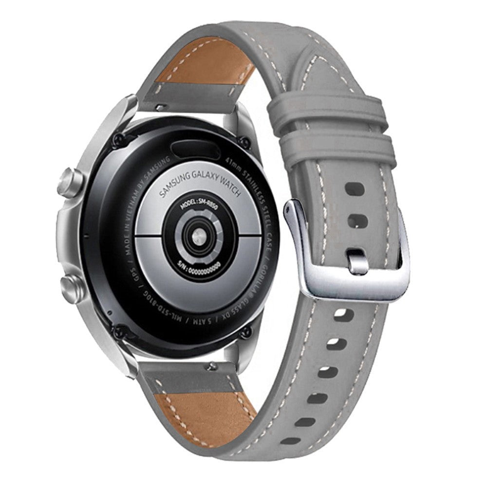 20mm Universal genuine leather watch strap with silver buckle - Grey#serie_4