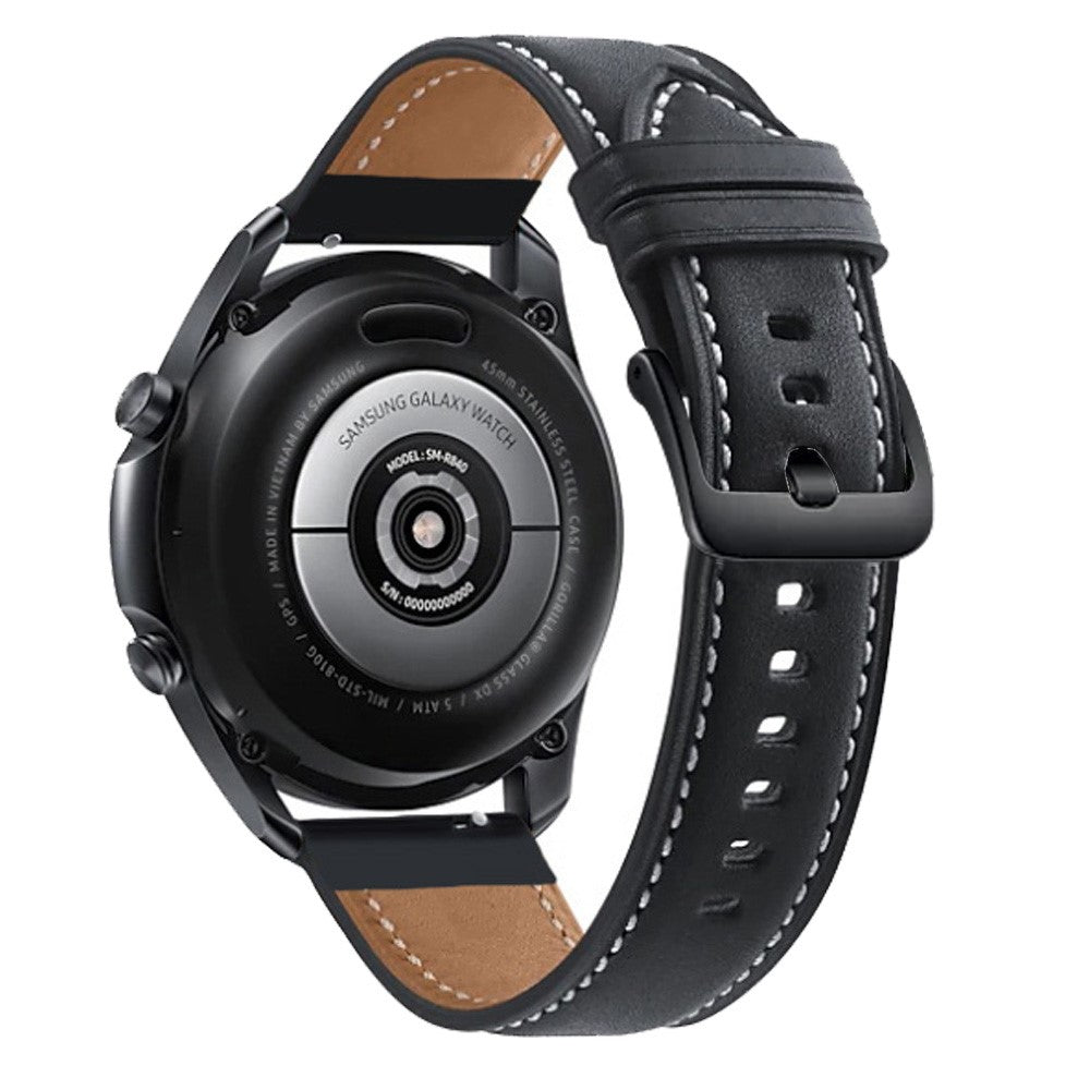 20mm Universal genuine leather watch strap with black buckle - Black#serie_1
