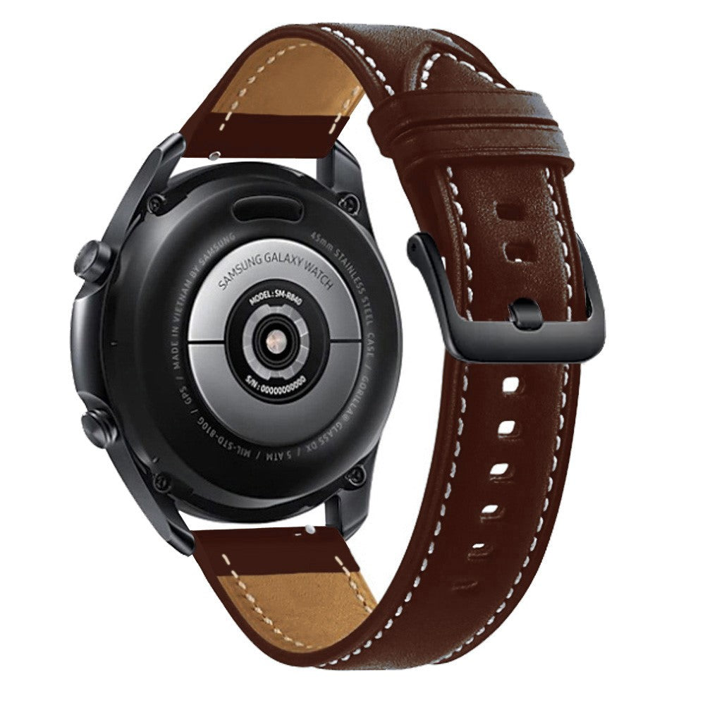20mm Universal genuine leather watch strap with black buckle - Coffee#serie_4