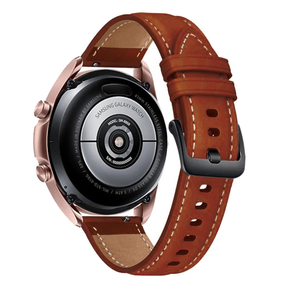 20mm Universal genuine leather watch strap with black buckle - Brown#serie_5
