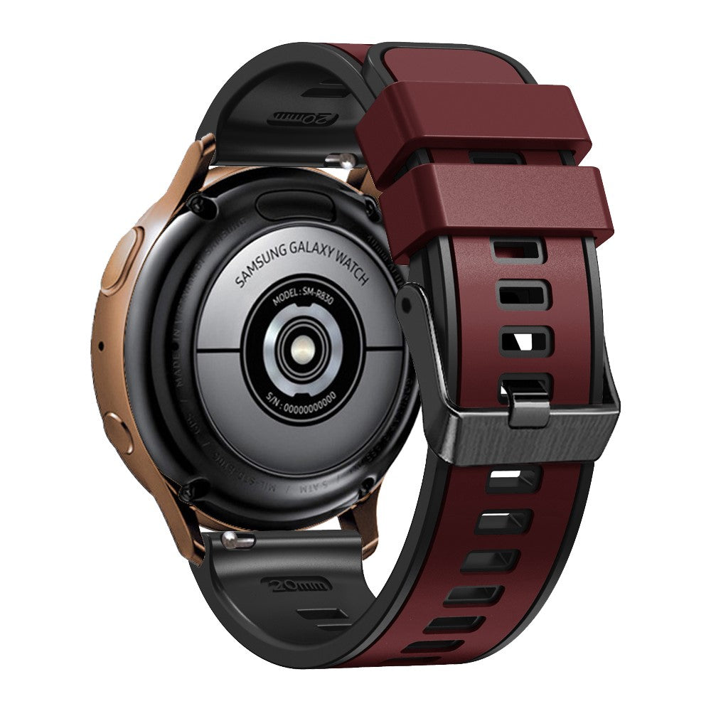 20mm Universal dual color watch strap - Wine Red / Black#serie_7