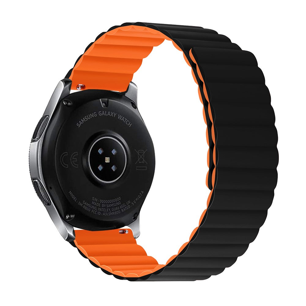 22mm Universal silicone watch strap - Black / Orange Size: S#serie_2