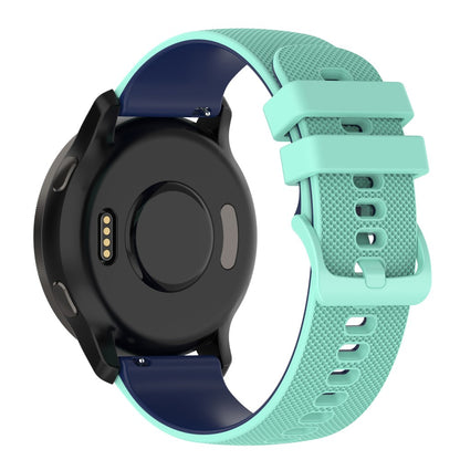 22mm Universal dual color grid pattern silicone watch strap - Teal Green / Blue#serie_10