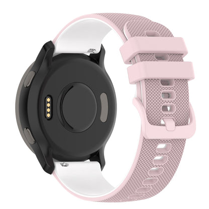22mm Universal dual color grid pattern silicone watch strap - Pink / White#serie_8