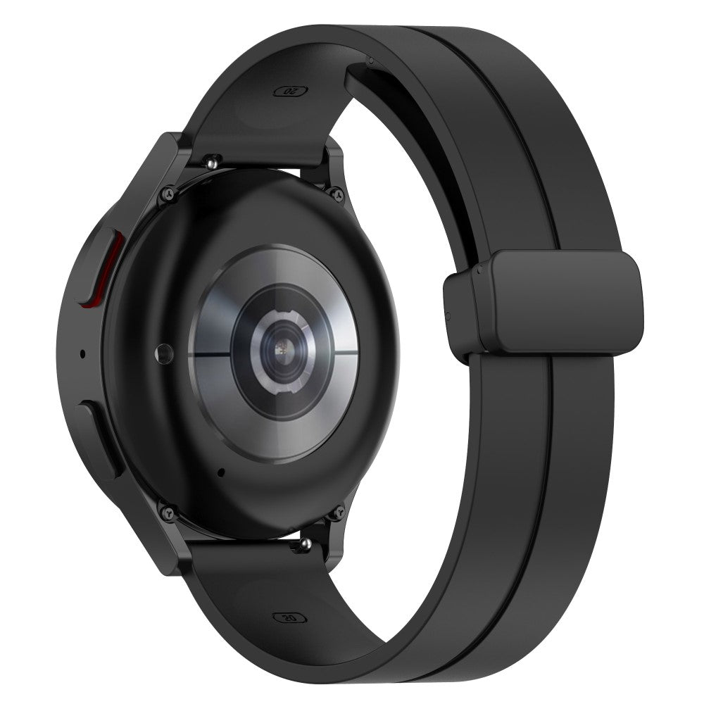 20mm Universal silicone watch strap with magnetic folding buckle - Black#serie_1