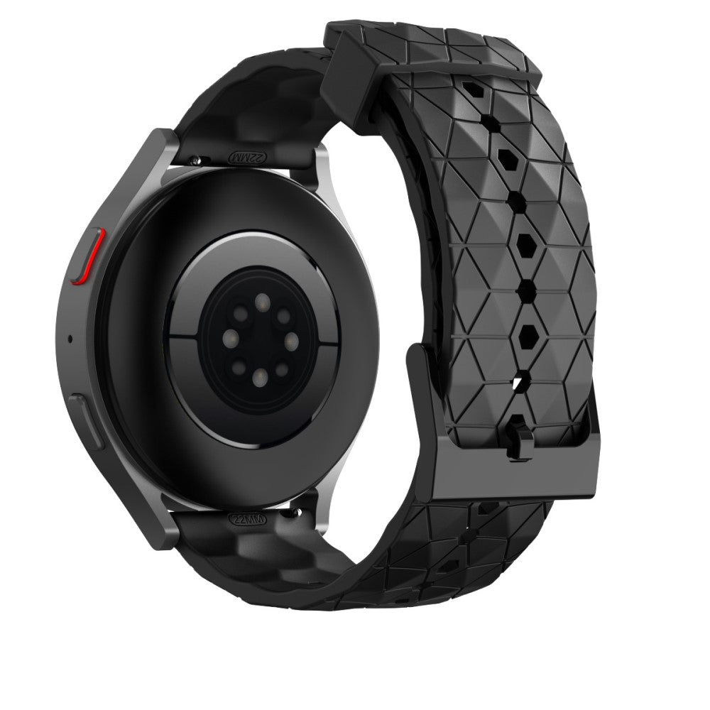22mm Universal football style silicone watch strap - Black#serie_4