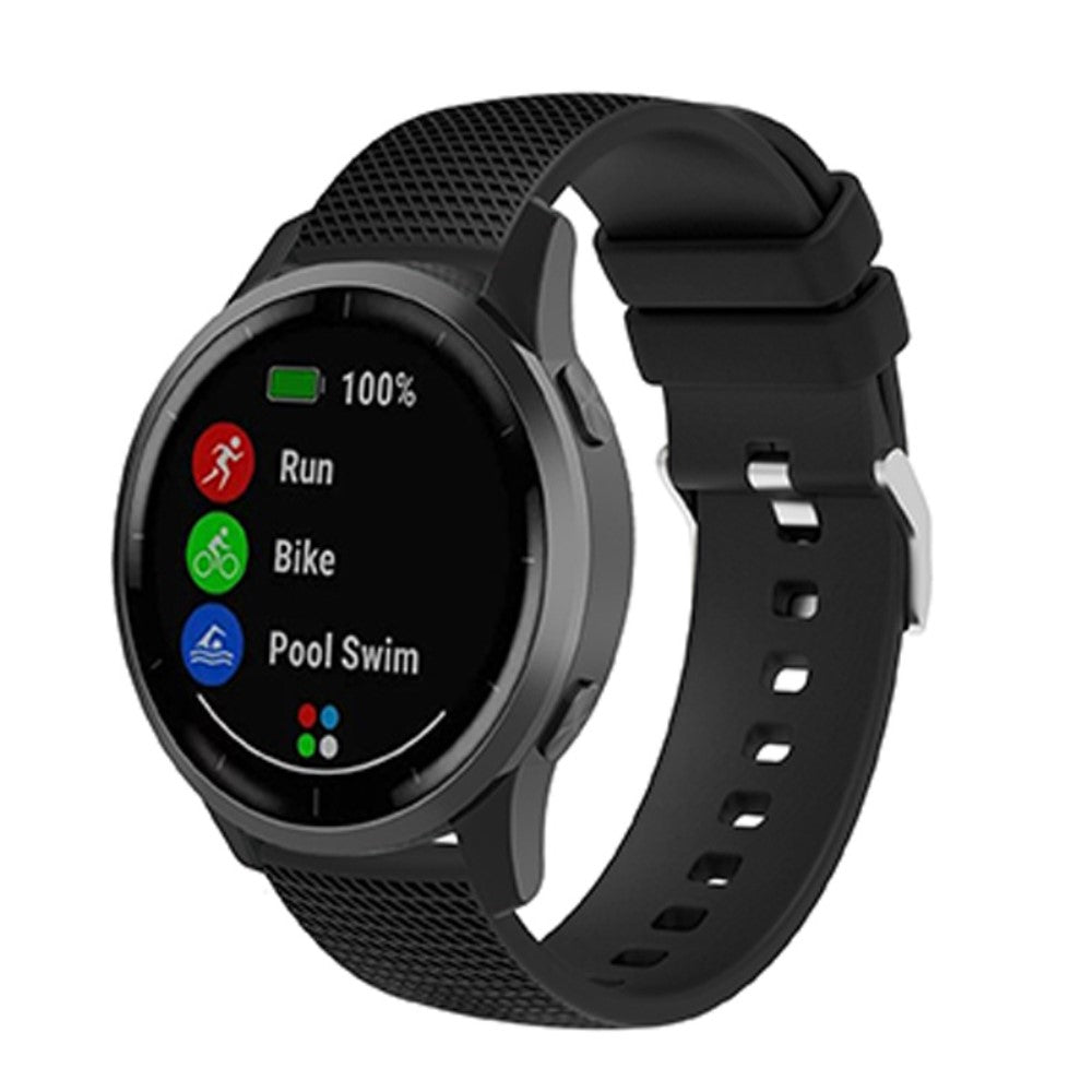 22mm Universal grid style silicone watch strap - Black#serie_7