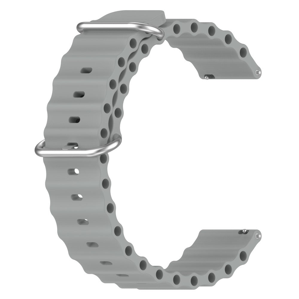 20mm Universal wave design silicone watch strap - Grey#serie_8
