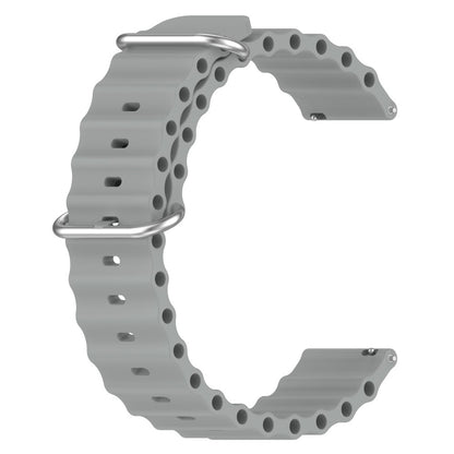 20mm Universal wave design silicone watch strap - Grey#serie_8