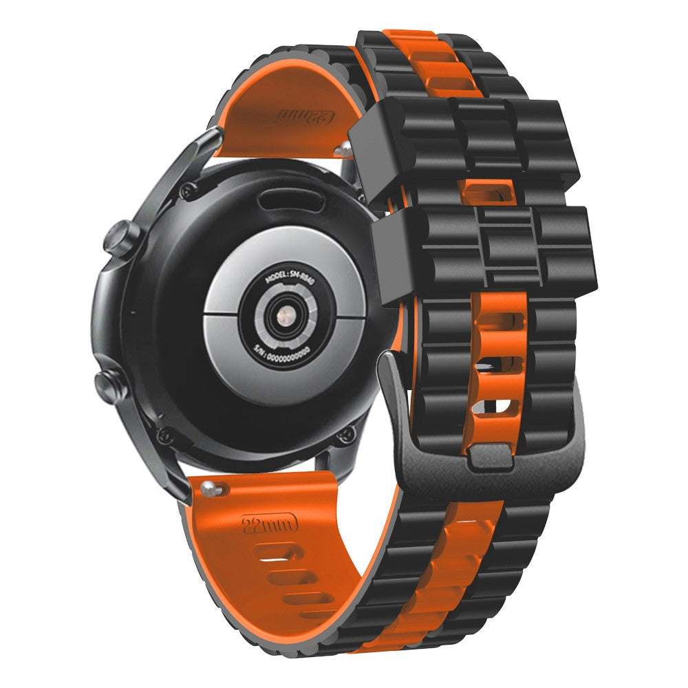 22mm Universal wave style strap - Black / Orange#serie_6