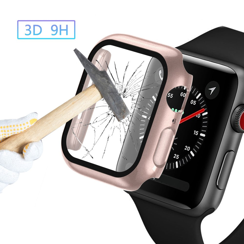 Mega Fint Apple Watch Series 7 41mm Cover med Skærmbeskytter i Plastik og Hærdet Glas - Pink#serie_10