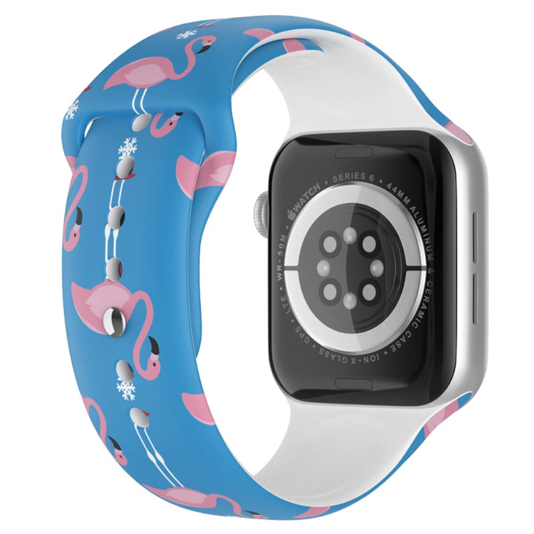 Fed Apple Watch Series 7 41mm Silikone Rem - Størrelse: L - Blå#serie_4