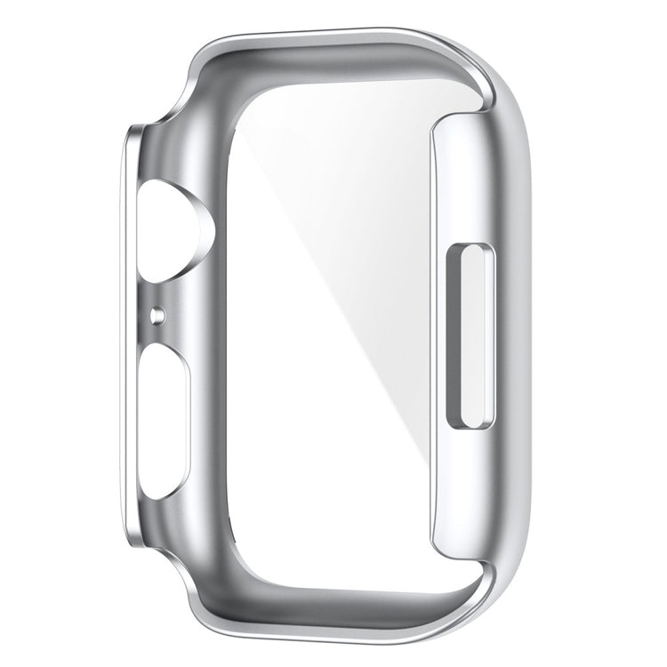 Fint Apple Watch Series 7 41mm Cover med Skærmbeskytter i Plastik og Hærdet Glas - Sølv#serie_9