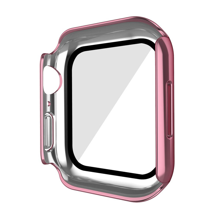 Mega Fed Apple Watch Series 7 41mm Cover med Skærmbeskytter i Plastik og Hærdet Glas - Pink#serie_3