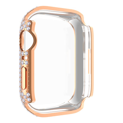 Beskyttende Apple Watch Series 7 41mm Cover med Skærmbeskytter i Plastik og Rhinsten - Pink#serie_4
