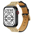 Mooi Apple Watch Series 7 41mm Echt leer en Strass Bandje