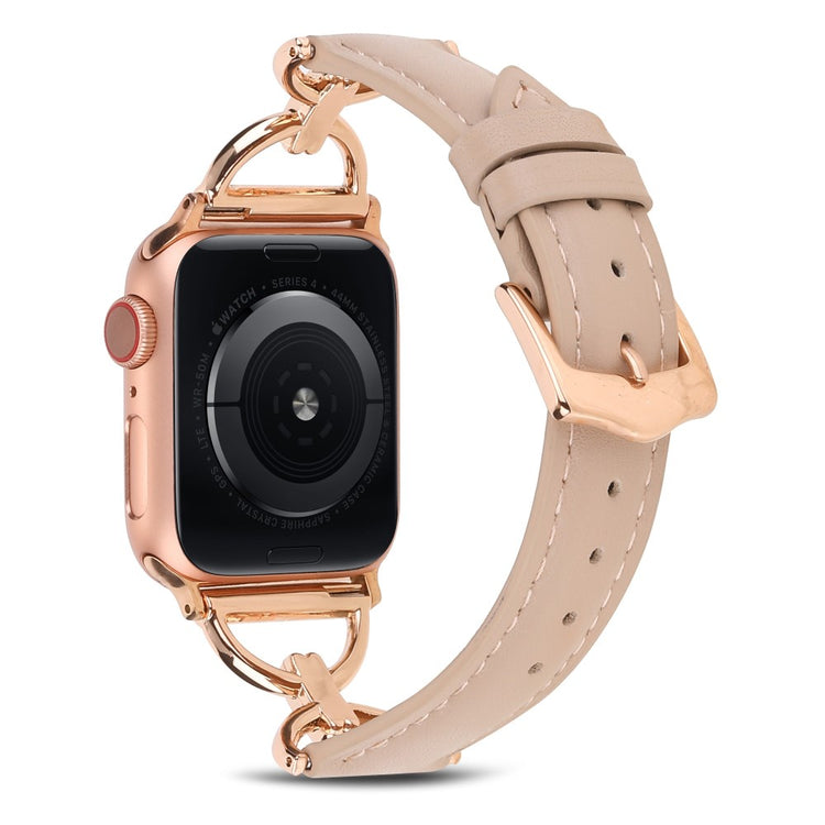 Mega godt Apple Watch Series 7 41mm Ægte læder Rem - Pink#serie_10