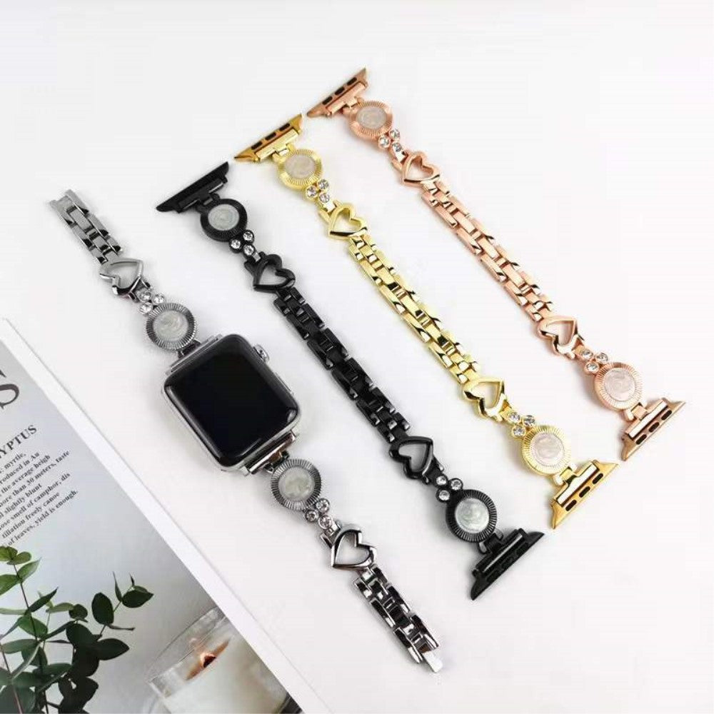 Stilfuld Universal Apple Metal og  Rhinsten Urrem - Sort#serie_3
