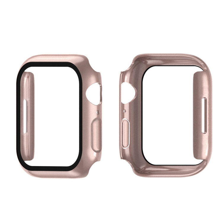 Vildt Godt Apple Watch Series 7 45mm Cover med Skærmbeskytter i Plastik og Hærdet Glas - Pink#serie_10