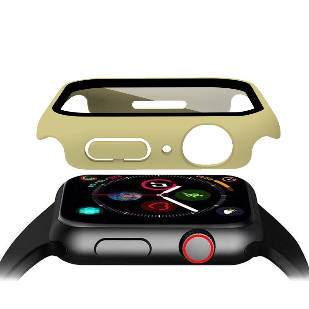 Vildt Godt Apple Watch Series 7 45mm Cover med Skærmbeskytter i Plastik og Hærdet Glas - Gul#serie_11