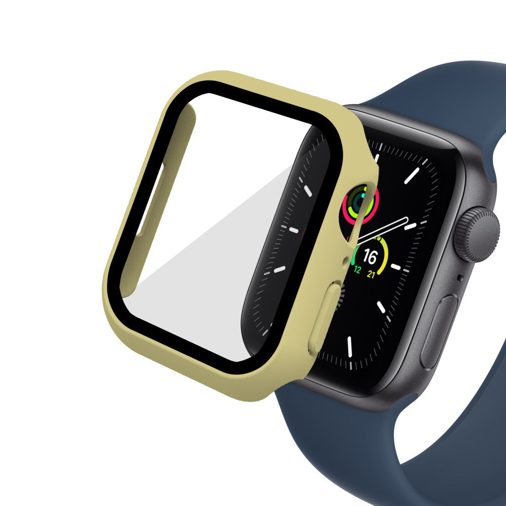 Vildt Godt Apple Watch Series 7 45mm Cover med Skærmbeskytter i Plastik og Hærdet Glas - Gul#serie_11