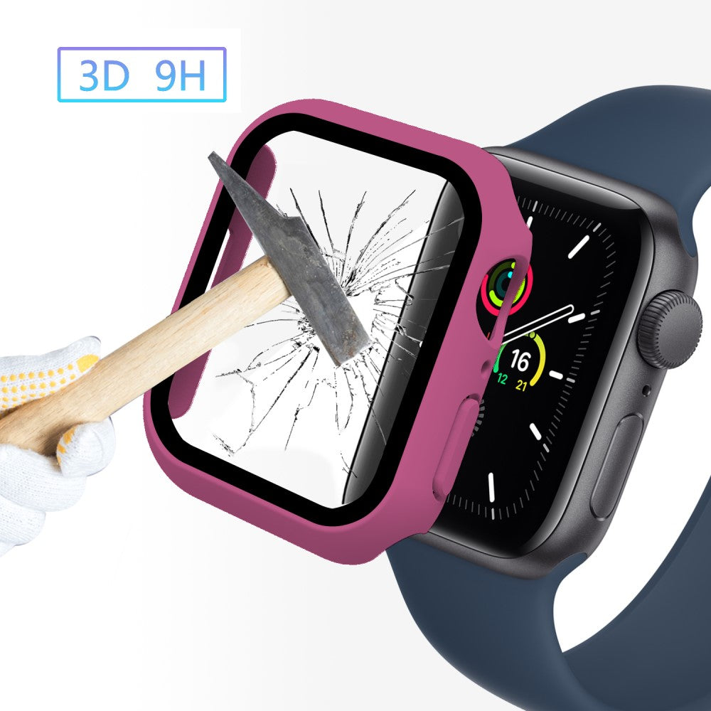 Vildt Godt Apple Watch Series 7 45mm Cover med Skærmbeskytter i Plastik og Hærdet Glas - Pink#serie_13