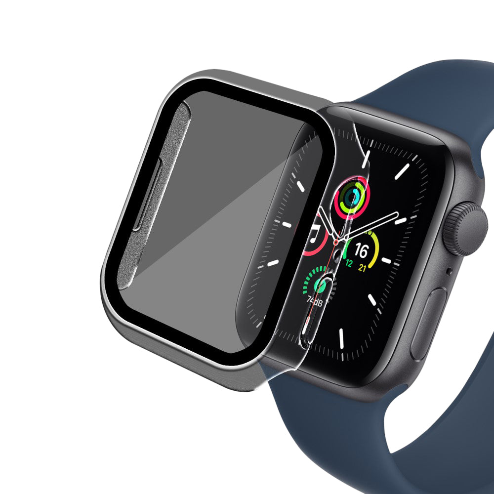 Vildt Godt Apple Watch Series 7 45mm Cover med Skærmbeskytter i Plastik og Hærdet Glas - Gennemsigtig#serie_15